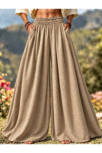 Şeker Portakalım High-waisted elastic wide-leg skirt pants
