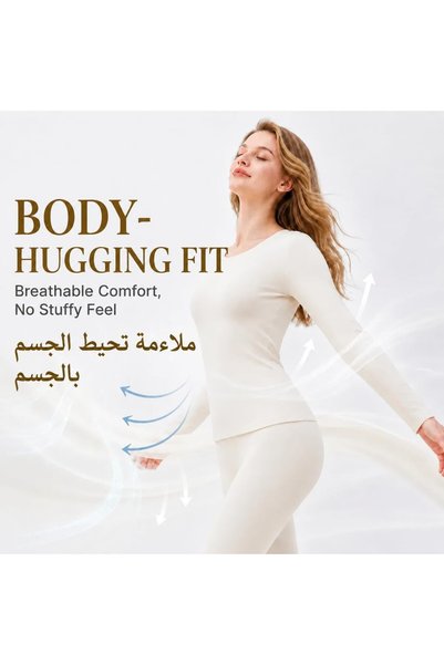 casme Thermal Underwear for Women Fleece Lined Base Layer Cold Weather Top Bottom Warm Soft Stretch Fabric Weightless Imperceptible Slim Fit Pajama Loungewear for Winter Daily Wear Outdoor Activities