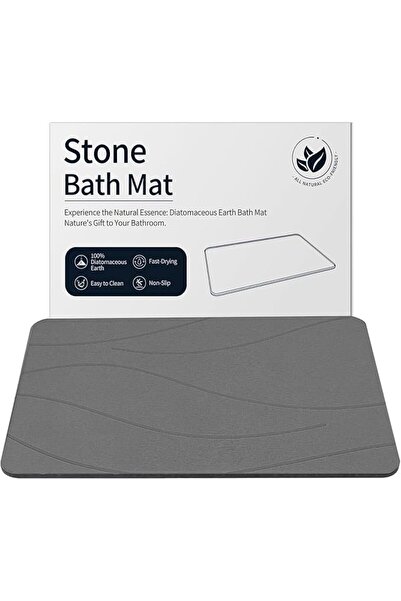 GENERAL Stone Bath Mat, Diatomaceous Earth Shower Mat Non-Slip Super Absorben...