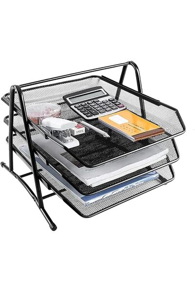 N&R Mesh Desk Organiser 3 Tier Letter Tray Letter File Shelf Organizer Office...