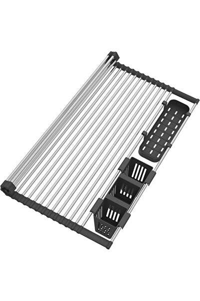 GENERAL BBXTYLY Extra Large Black Expandable Roll Up Dish Drying Rack Up to 2...