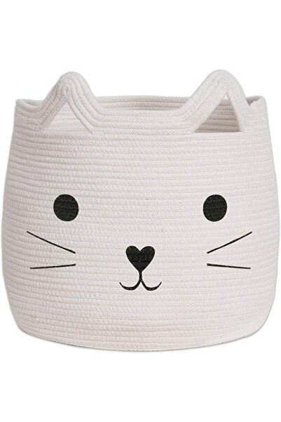 EXCEFORE Large Woven Cotton Rope Storage Basket with Cute Cat Design Animal L...