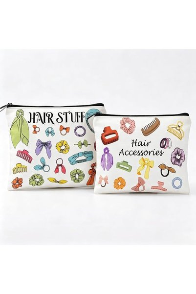 GENERAL 2 Pack Hair Accessories Organiser,Printed Storage Pouch, Waterproof P...