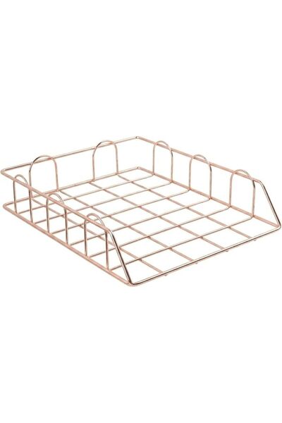 oddpod ™ Rose Gold Stackable A4 Paper & Document Tray/Elegant Metal Desk Orga...