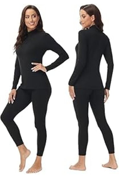 casme Women's Thermal Underwear Set Long Sleeve Top and Pants Base Layer for ...