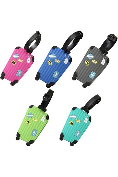 ASKIND 5 Pcs Silicone Luggage Tags for Suitcases and Bags, Waterproof Travel ...
