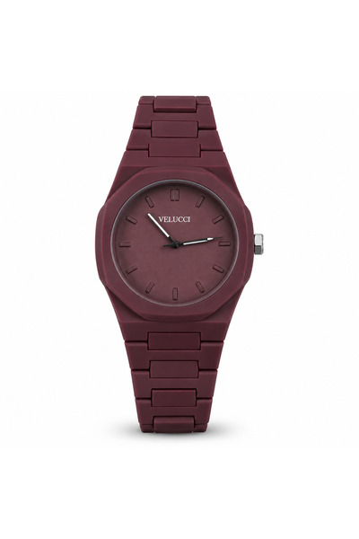 Velucci Nar Polikarbon Kordon Unisex Kol Saati Bordo Kadran Sekizgen Analog