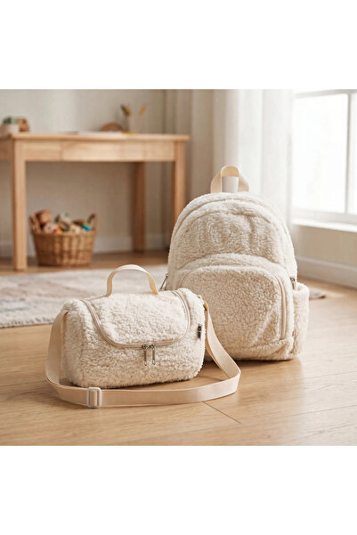 Leader Bag Store Yumuşak Peluş Anaokulu Sırt Çantası ve Beslenme Çantası 2'li...