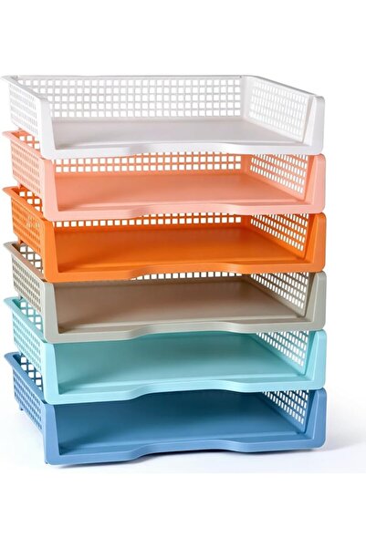 ZZYFGH 6 Pack in Trays for Teachers, Plastic Classroom Paper Organizers, Colo...
