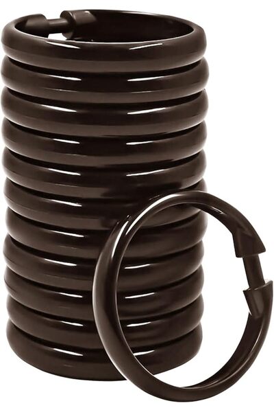 Qulable حلقات ستائر الحمام - 12 قطعة - حلقات بلاستيكية على شكل حرف O تثبت بسه...