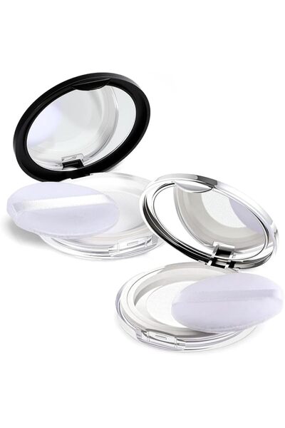 QfwdfcTrenz 2PCS Loose Powder Container with Puff Empty Powder Compact Portab...