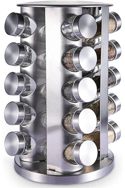 FEELING MALL Revolving Spice Tower | Round Spice Rack | Set Of 20 Spice Jars ...