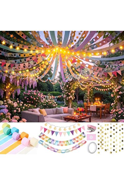 TaoBary 900 Sheets Colorful Paper Chains Strips and 574ft Crepe Paper Streame...