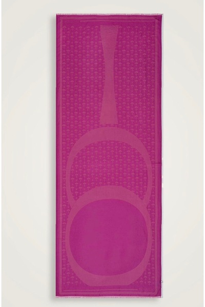 Imannoor OO MONOGRAM PEMBE İPEK ŞAL 70x200