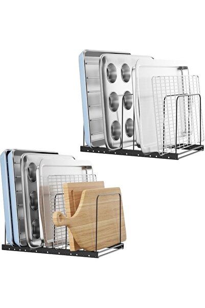 GENERAL ORDORA 2 PC Cutting Board Organizer for Cabinet with 7 Adjustable Div...