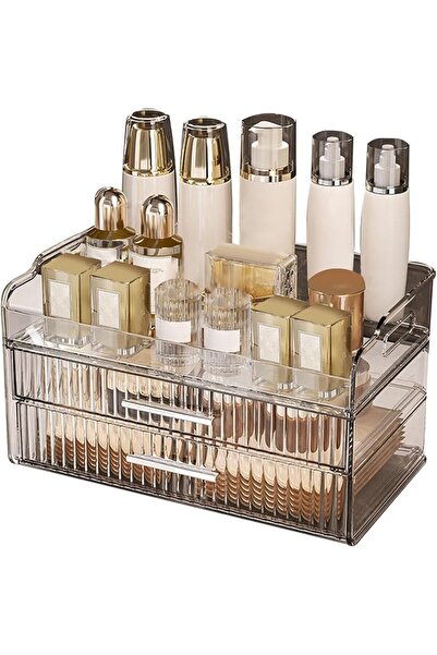 GENERAL Makeup Organizer Box Clear Plastic Cosmetic Storage Container Large C...
