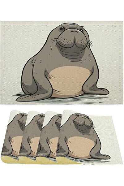 GENERAL Cute Walrus Linen Placemats Set of 4 Washable Placemats Premium Solid...