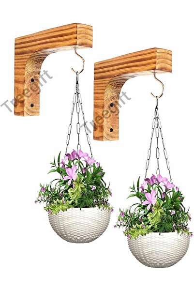 GENERAL Wooden Hanging Plant Hooks, 7-inch Wall Brackets Hooks for Indoor Out...