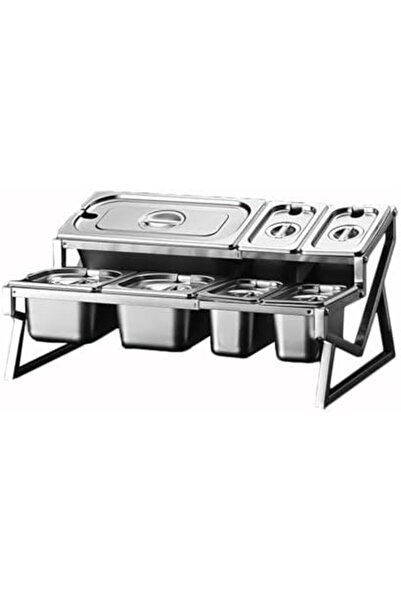 Generic Stainless Steel Spice Rack Box, 6 Pans Retractable Organizer with Cov...
