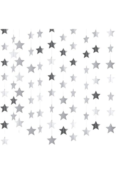 GENERAL Glitter Stars Garland, 72 Feet Silver Reflective Stars Glitter Paper ...