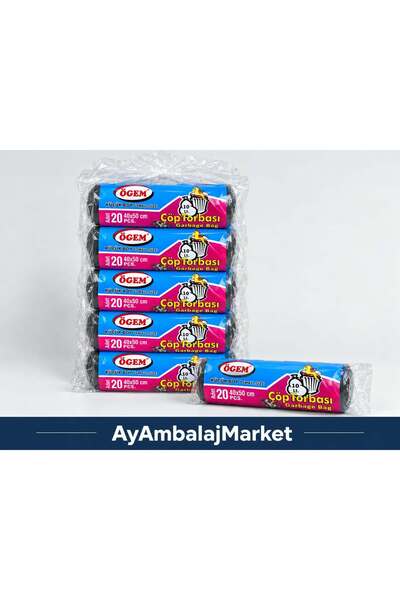 Küçük Boy Siyah Çöp Torbası 40x50 cm 10 Lt Rulo İçi 20 Adet 5'li Rulo Set 100 Adet
