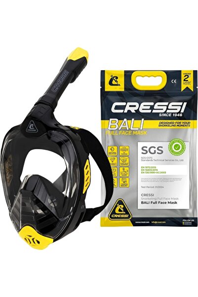 Cressi Bali Dry Full Face Snorkel Mask for Adults Silicone Seal Central Snork...