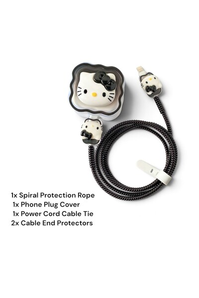 Generic Brand hello kitty style charging Cable Protector Set, Anti-Break Cable Saver Case, Compatible for iPhone 25W charger