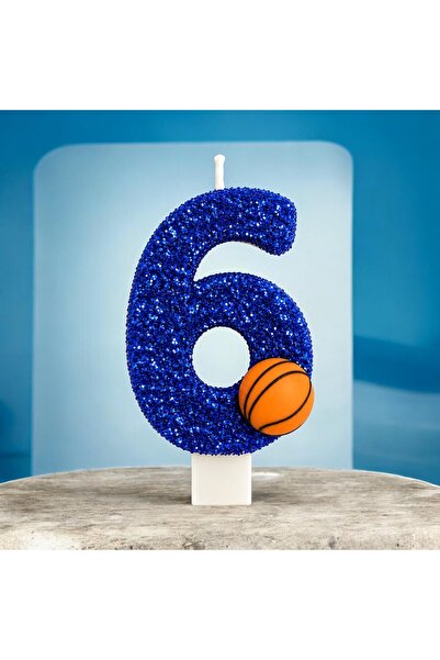 Miki & Miki Lacivert Simli Pasta Mumu Doğum günü mum 6 yaş Basketbol Konsept