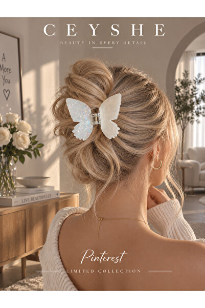 CeyShe Pinterest Acrylic Large Off-White Butterfly Shiny Claw Clip Durable Ha...