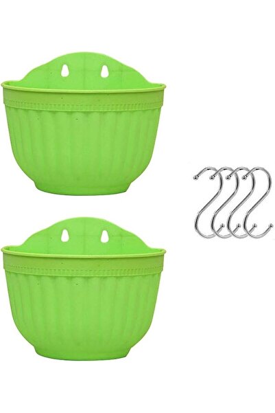 GENERAL Set of 2 Pcs Hanging Planters Outdoor Hanging Basket Plastic Flower P...