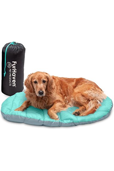 Furhaven Outdoor Travel Dog Bed for Large/Medium Dogs w/Carry Bag, Washable &...