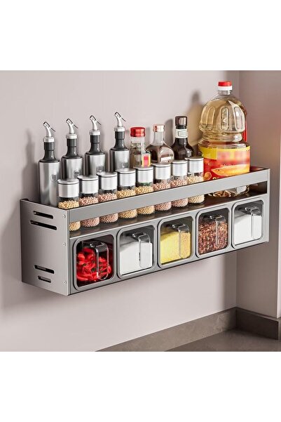 Generic Spice Rack nizer with 5 Spice Boxes Wall Mounted/Countertop Storage S...