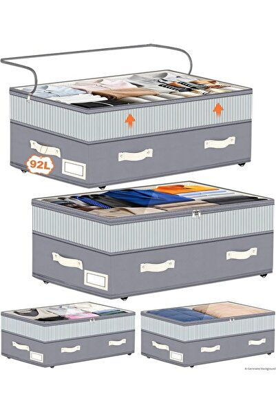 GENERAL Dolaicer 4 Pack under Bed Storage Boxes with Wheels, under Bed Storag...