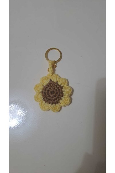 ceymora Örgü Ayçiçeği Anahtarlık Charm çanta aksesuarı süsü
