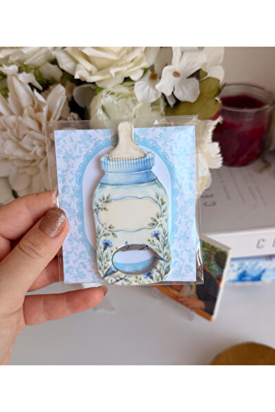 arslart Mavi Biberon Tasarımlı Kişiye Özel Açacaklı Magnet 20’li Erkek Bebek ...
