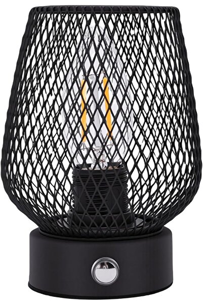 Generic Metal Cage Cordless Table Lamp, Battery Powered Stepless Dimming Beds...