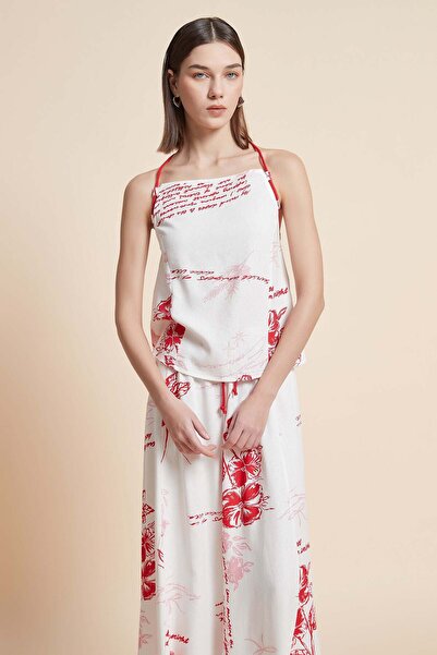 Yola Cropped Patterned Top with Straps