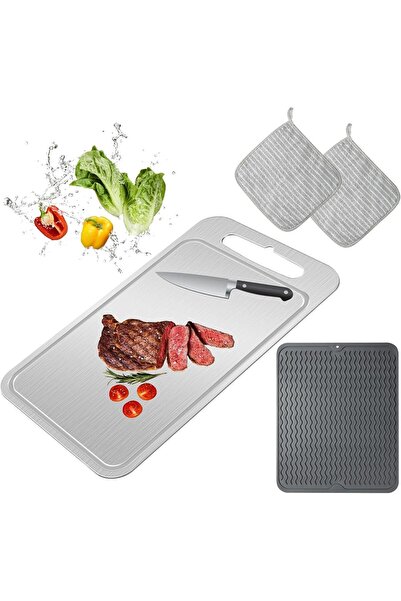Arabest Pure Titanium Double-Sided Cutting Board with Juice Groove,14x10 Inch...