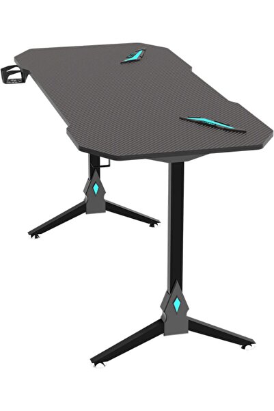 Arabest Ergonomic Gaming Desk with LED RGB Lighting,Carbon Fiber Surface,Cup ...