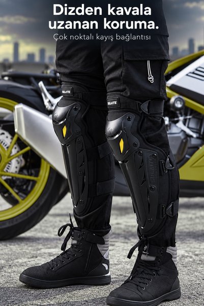 Motobros Motosiklet Dizliği Motorcu Dizlik S-1 Sert Kabuklu Ayarlanabilir Motorcu Diz Koruyucu Siyah 2'li
