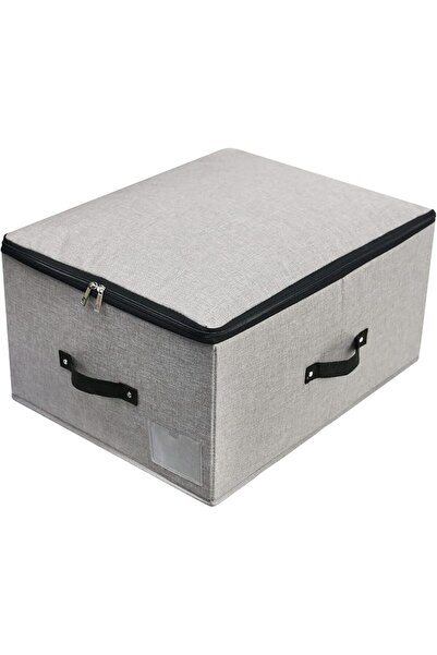 GENERAL Large Storage Bins 52×40×26cm with Zippered Lids, Dark Grey