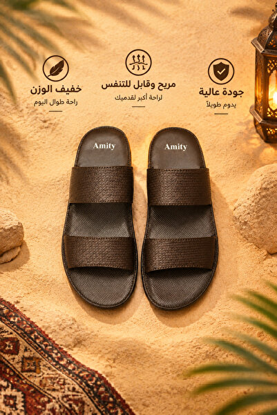 Generic Brand شباشب رجالية مفتوحة الأصابع بتصميم علوي منسوج فاخر وحزام مزدوج ...