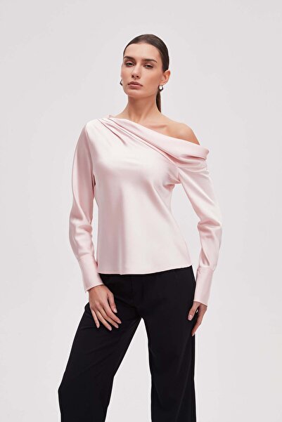 Livia Women's Waist-Length Plain Long-Sleeve Blouse