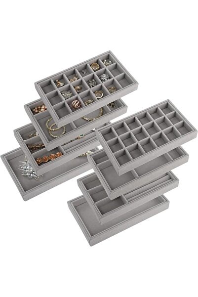 Yarlung 8 Pack Velvet Jewelry Trays, Drawer Insert Jewelry Organizer Earring ...