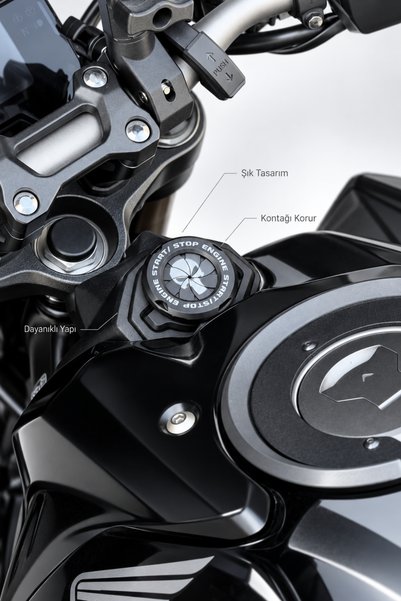 Motobros MOTOSİKLET KONTAK KORUYUCU KURU KAFA DESENLİ AKSESUAR DEKORATİF DÖNEN KAPAK
