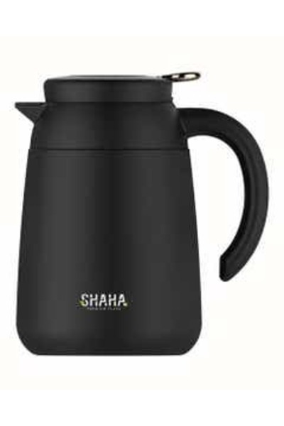 SHAHA قارورة فراغية من الفولاذ المقاوم للصدأ سعة 1 لتر (أسود)