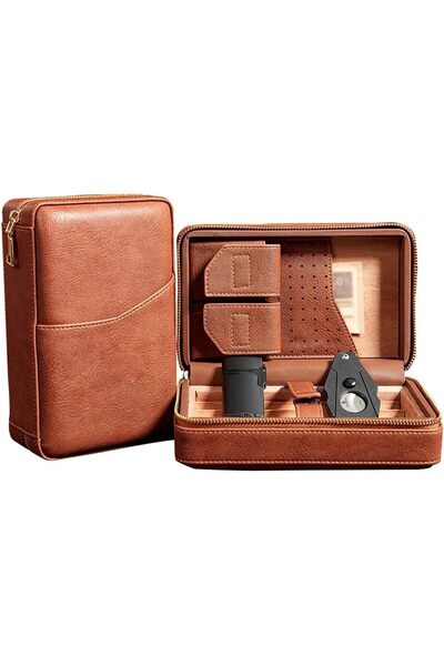 Arabest Portable Cedar Wood Humidor Storage Boxes,Travel Case with Separate D...