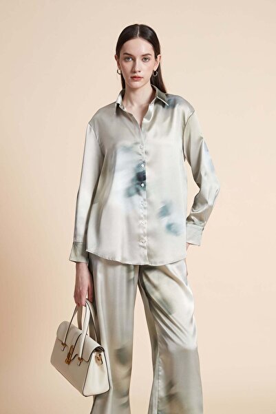 Yola Tie-Dye Patterned Blouse with Long Sleeves