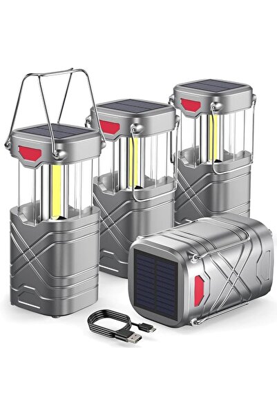 LETMY 4 Pack Camping Lantern, Rechargeable LED Lanterns, Solar Lantern Batter...