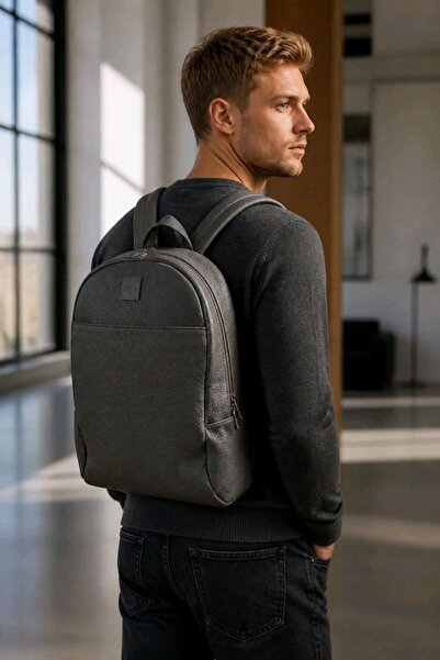 Monalisa Home Md Brown Real Leather Backpack